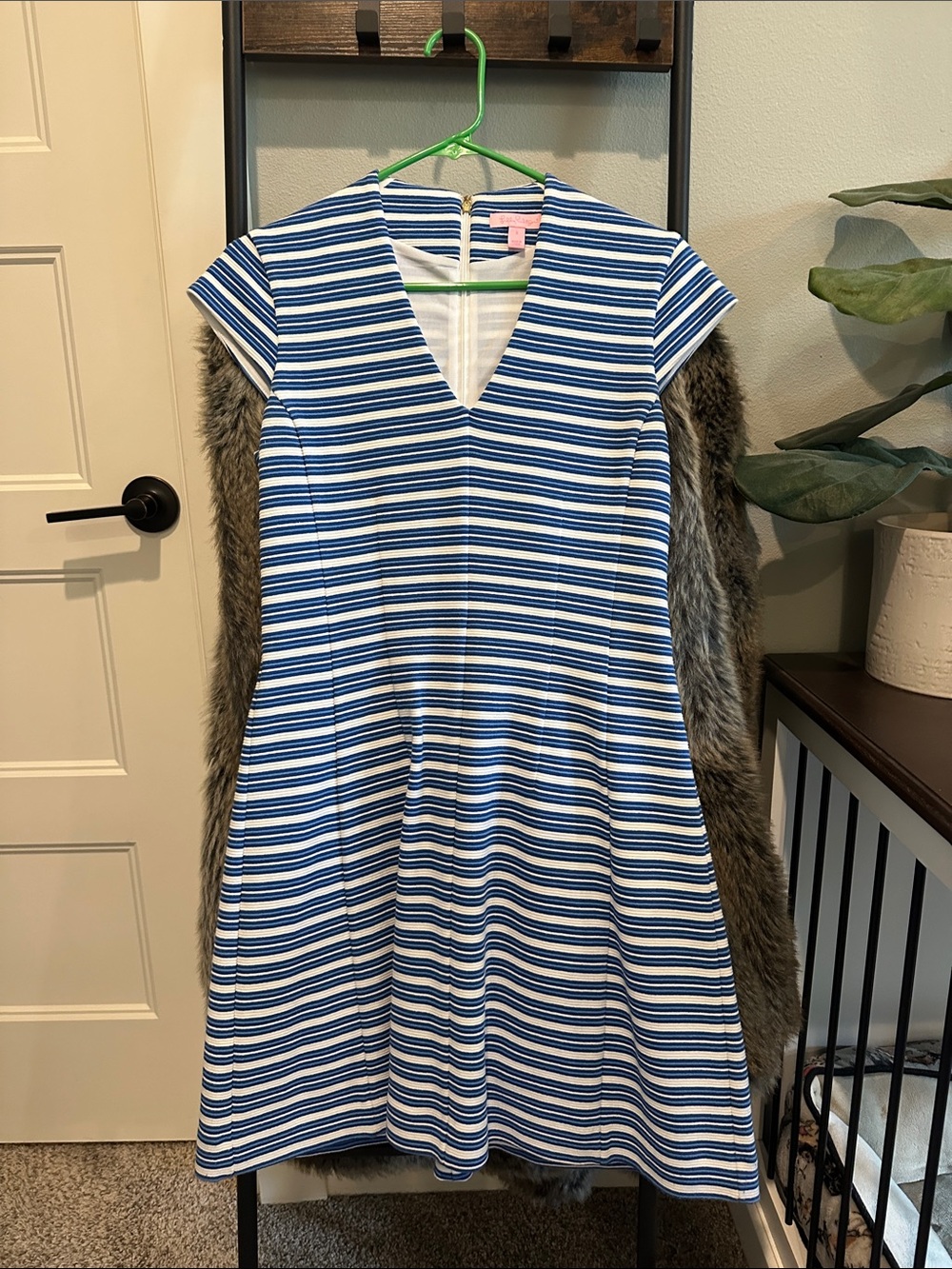Lilly Pulitzer Blue and White Striped Zip-Back Dress